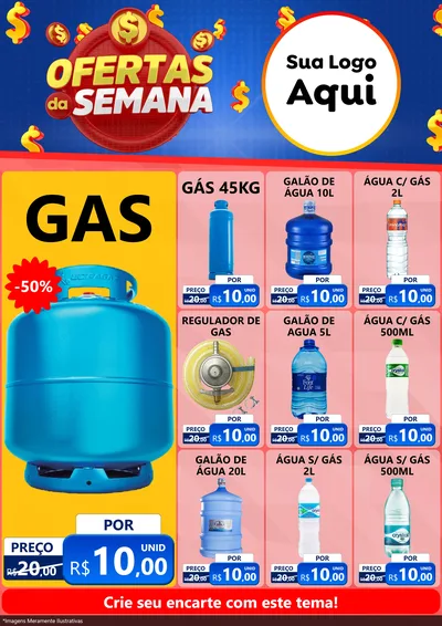 Modelo de Encarte para Encarte A4 Vertical com o tema Ofertas Da Semana para Água e gás