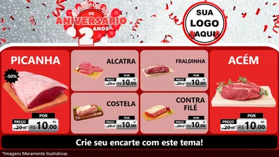 Modelo de TV para TV Horizontal com o tema Promoção de Aniversário - 2 Anos para Açougue