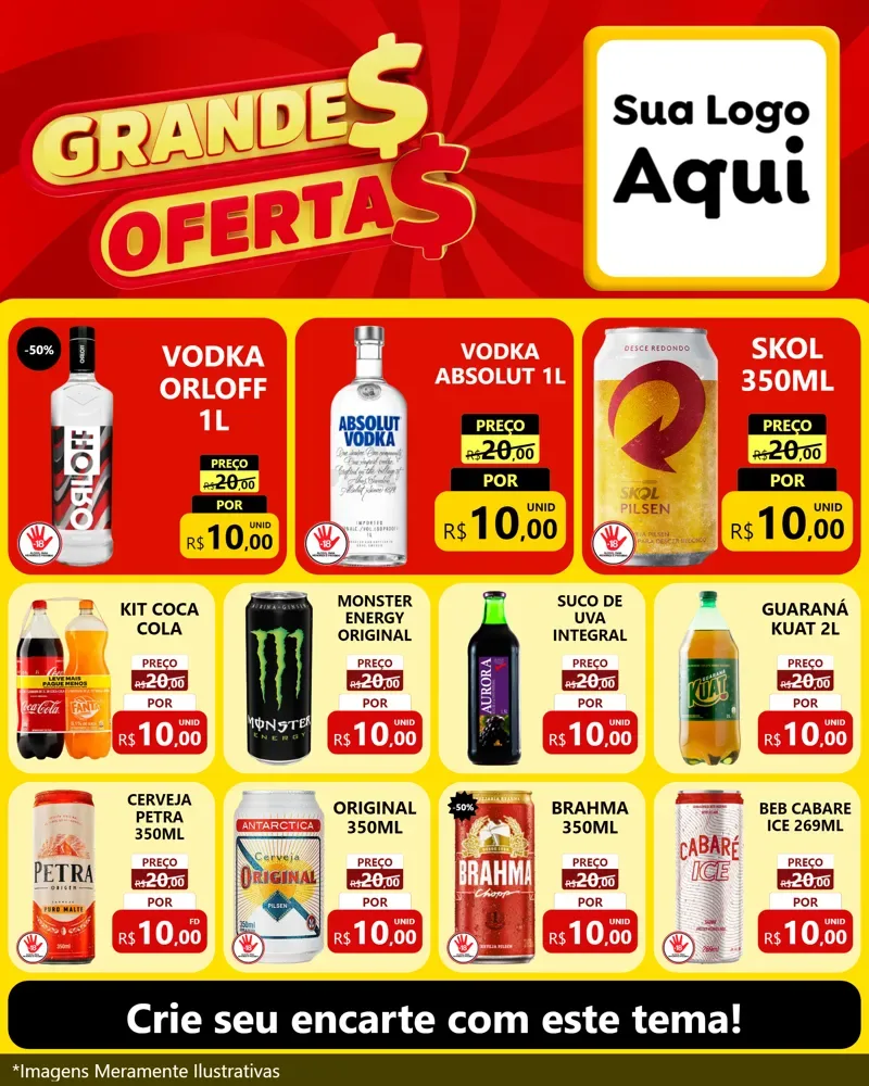 Modelo de Rede Social para Feed Instagram com o tema Grandes Ofertas para Distribuidora de bebidas