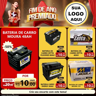 Modelo de Rede Social para Feed Facebook com o tema Fim de Ano Premiado para Baterias Elétricas