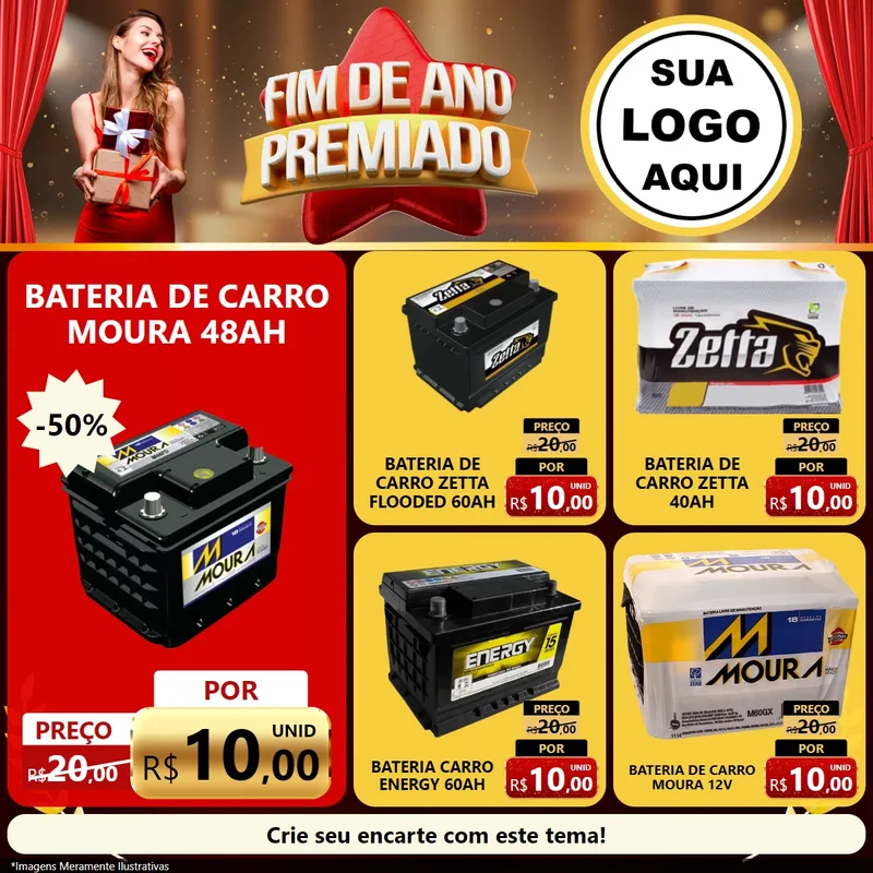 Modelo de Rede Social para Feed Facebook com o tema Fim de Ano Premiado para Baterias Elétricas