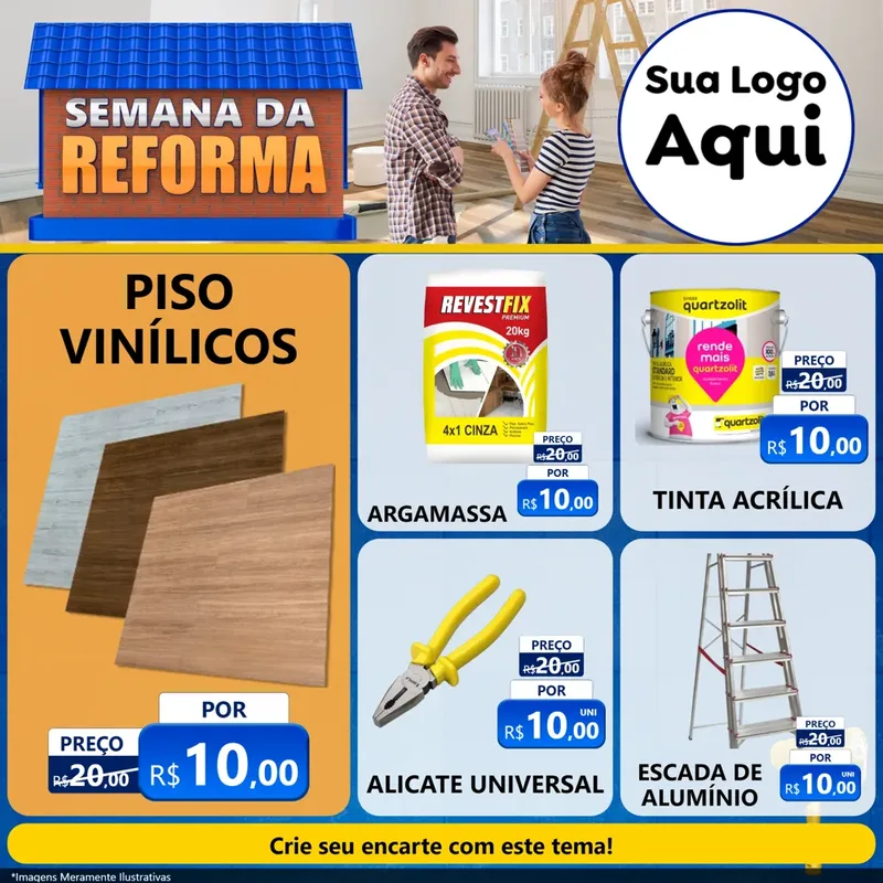 Modelo de Rede Social para Feed Facebook com o tema Semana da Reforma para Material para Construção
