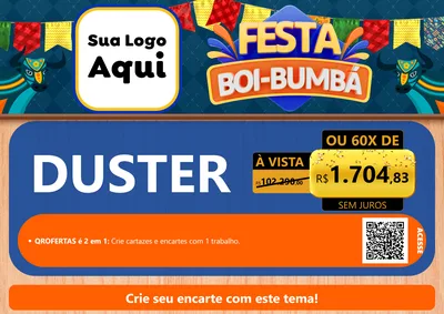 Modelo de Cartaz para Cartaz A4 Horizontal com o tema Festa Boi Bumbá para Concessionaria de Carros
