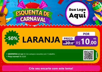 Modelo de Cartaz para Cartaz A4 Horizontal com o tema Esquenta de Carnaval para Hortifrúti