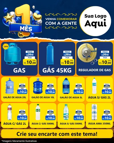 Modelo de Rede Social para Feed Instagram com o tema Um Mês de Aniversário para Água e gás