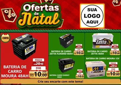 Modelo de Encarte para Encarte A4 Horizontal com o tema Ofertas de Natal para Baterias Elétricas