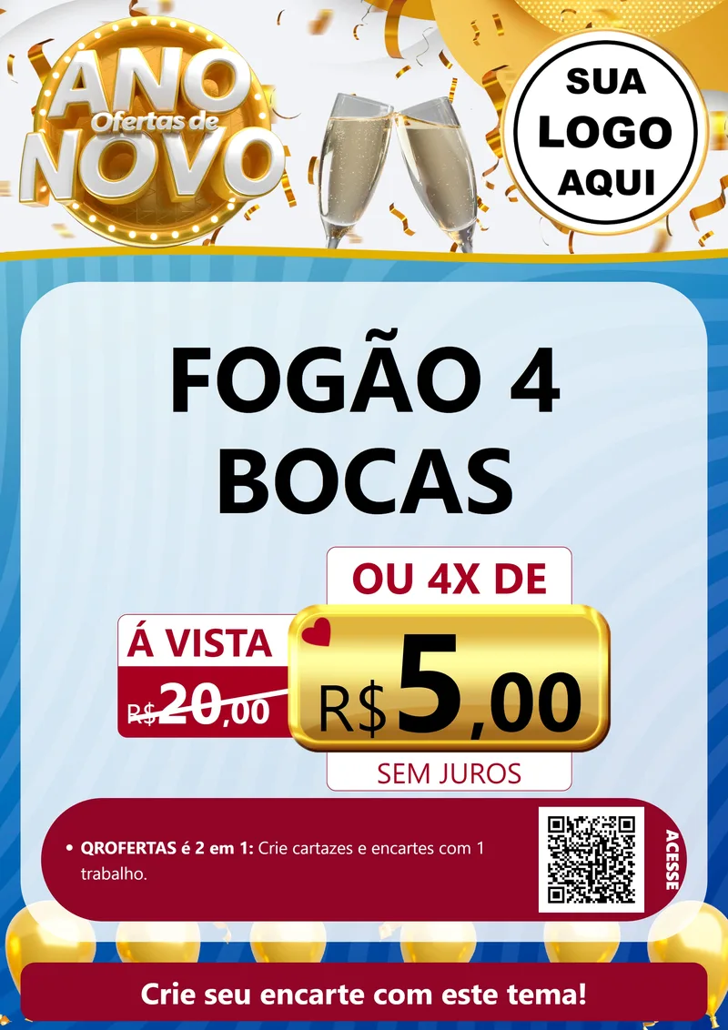 Modelo de Cartaz para Cartaz A4 Vertical com o tema Ofertas de Ano Novo para Móveis e Eletro