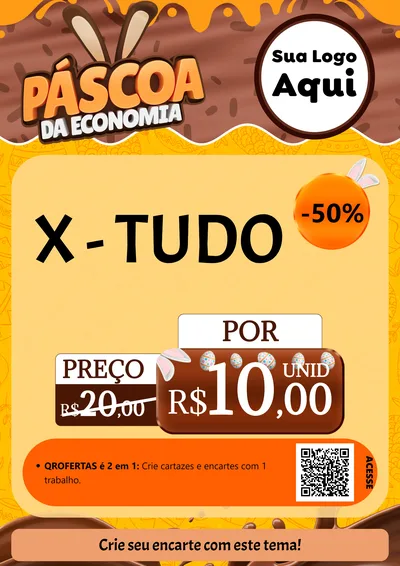 Modelo de Cartaz para Cartaz A4 Vertical com o tema Páscoa da Economia para Hamburgueria