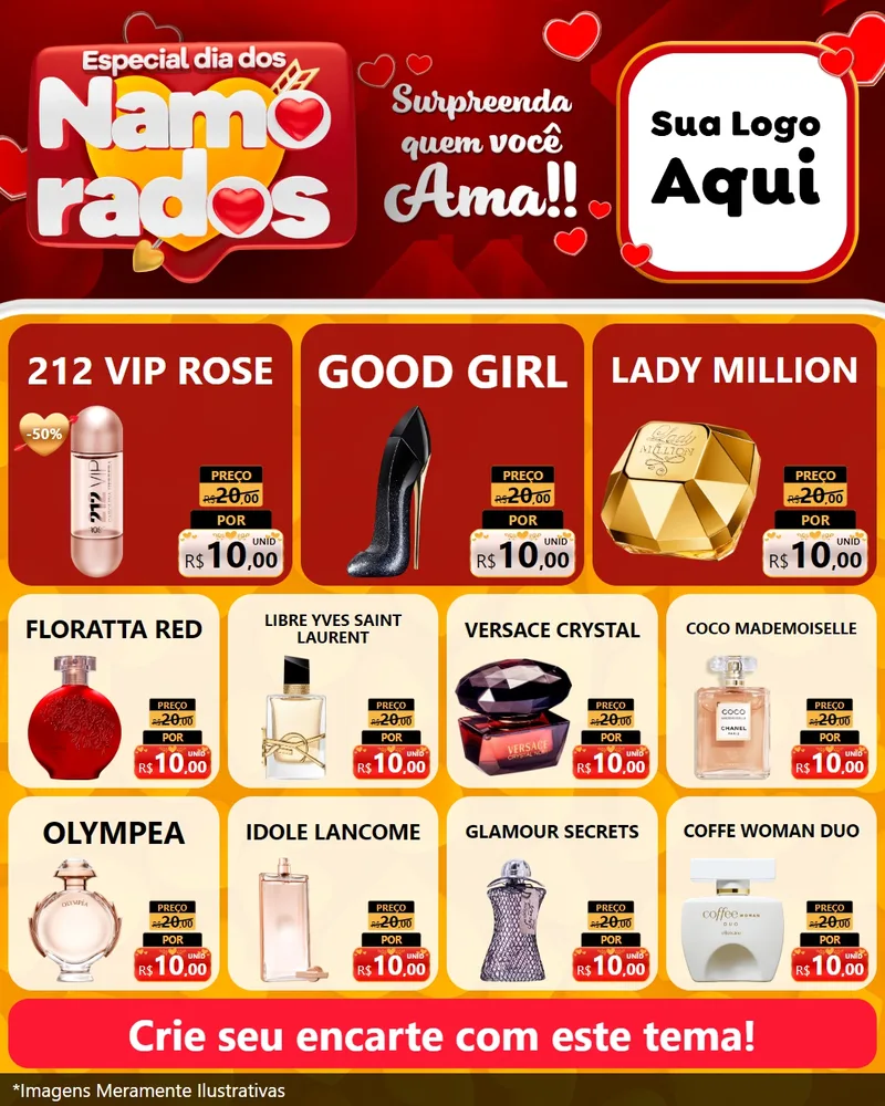Modelo de Rede Social para Feed Instagram com o tema Especial Dia dos Namorados para Perfumes