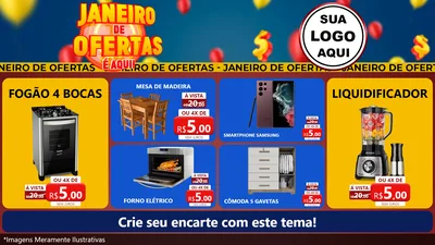 Modelo de TV para TV Horizontal com o tema Janeiro de Ofertas É Aqui! para Móveis e Eletro