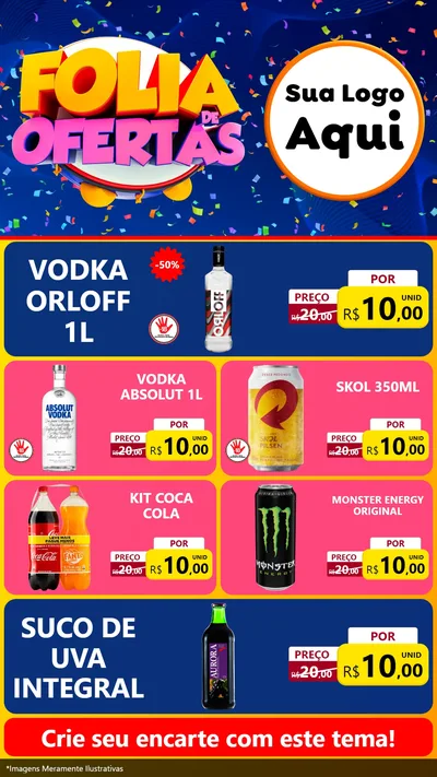 Modelo de TV para TV Vertical com o tema Folia de Ofertas para Distribuidora de bebidas