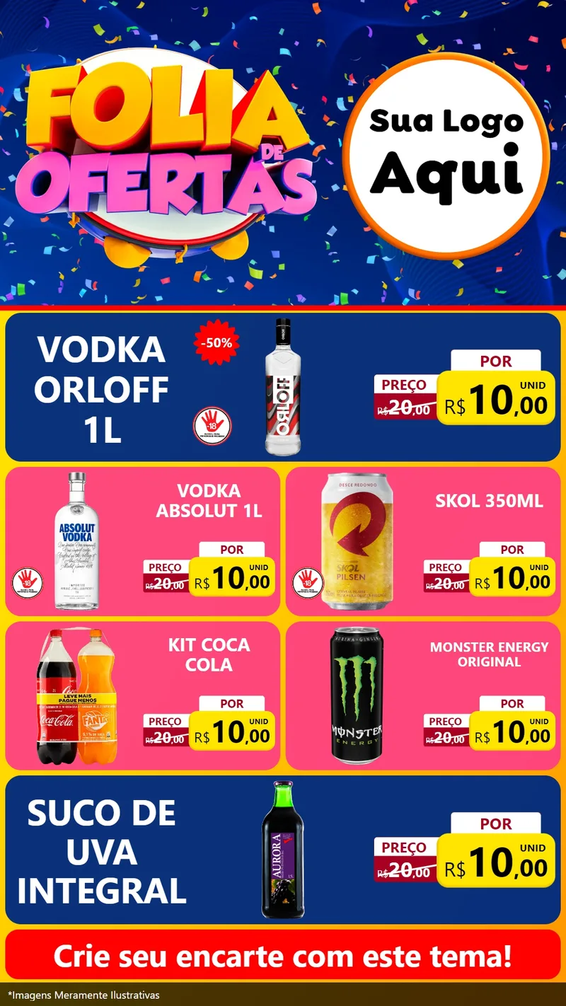 Modelo de TV para TV Vertical com o tema Folia de Ofertas para Distribuidora de bebidas