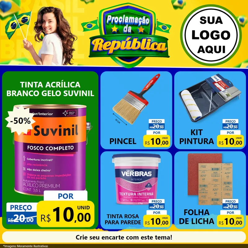 Modelo de Rede Social para Feed Facebook com o tema Proclamação da República para Tintas e Ferramentas