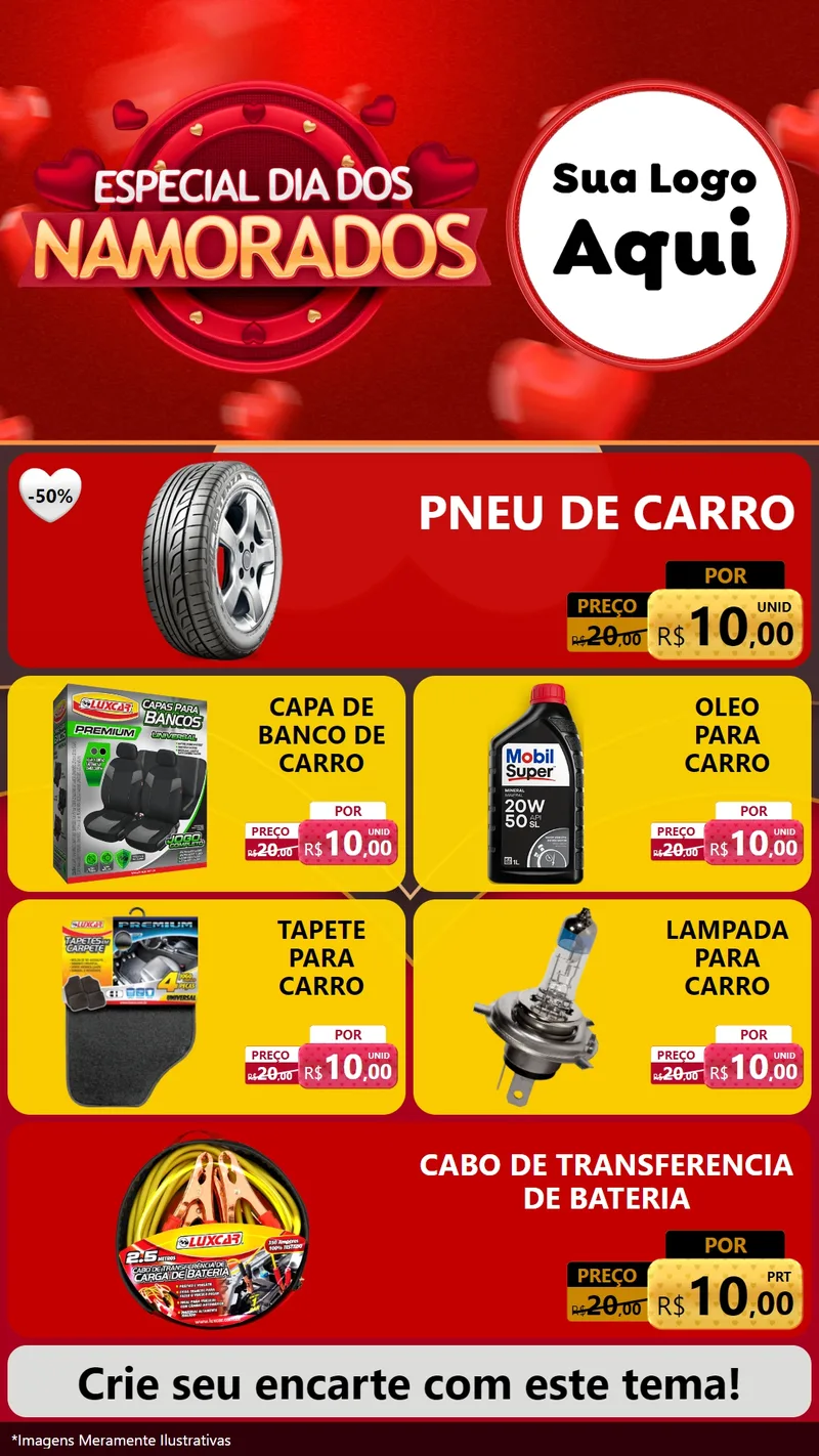 Modelo de TV para TV Vertical com o tema Especial Dia Dos Namorados para Auto peças