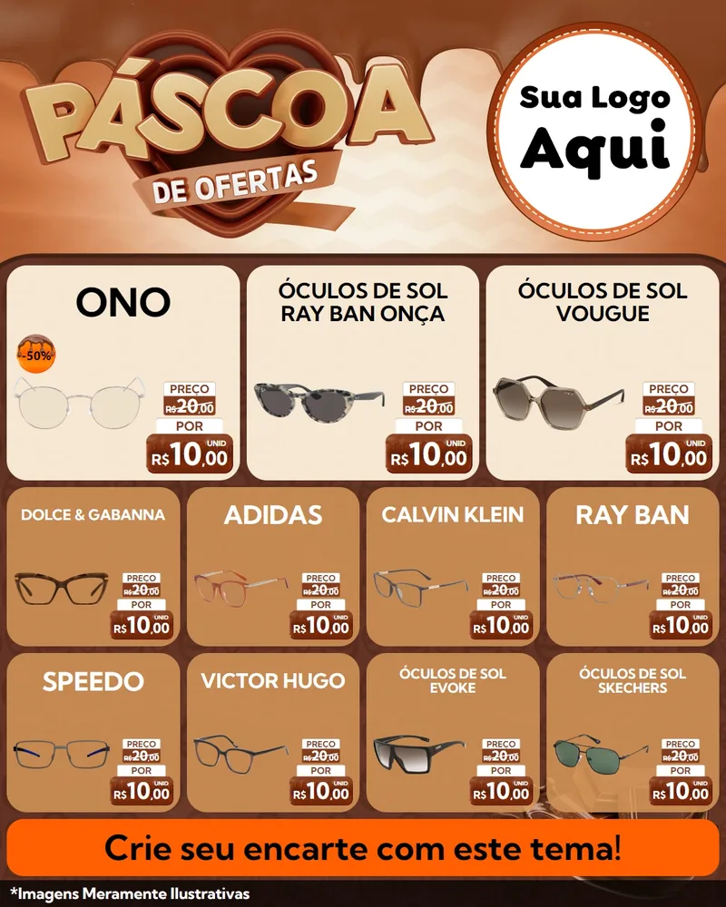 Modelo de Rede Social para Feed Instagram com o tema Páscoa de Ofertas para Óticas
