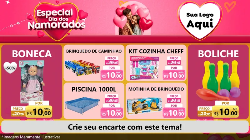Modelo de TV para TV Horizontal com o tema Especial Dia dos Namorados para Brinquedos