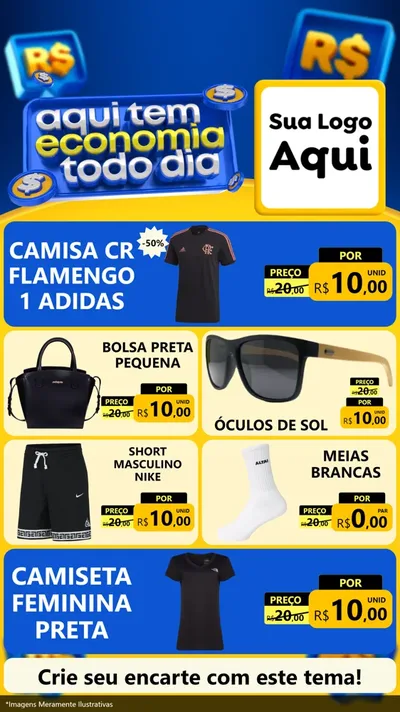 Modelo de TV para TV Vertical com o tema Aqui Tem Economia Todo Dia para Roupas e acessórios
