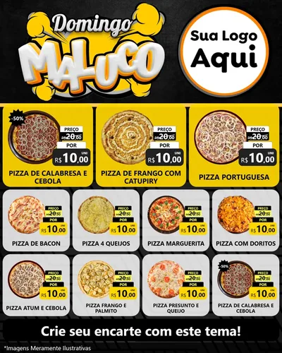 Modelo de Rede Social para Feed Instagram com o tema Domingo Maluco para Pizzaria
