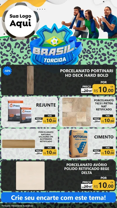 Modelo de TV para TV Vertical com o tema Brasil Torcida - Copa para Pisos e revestimentos