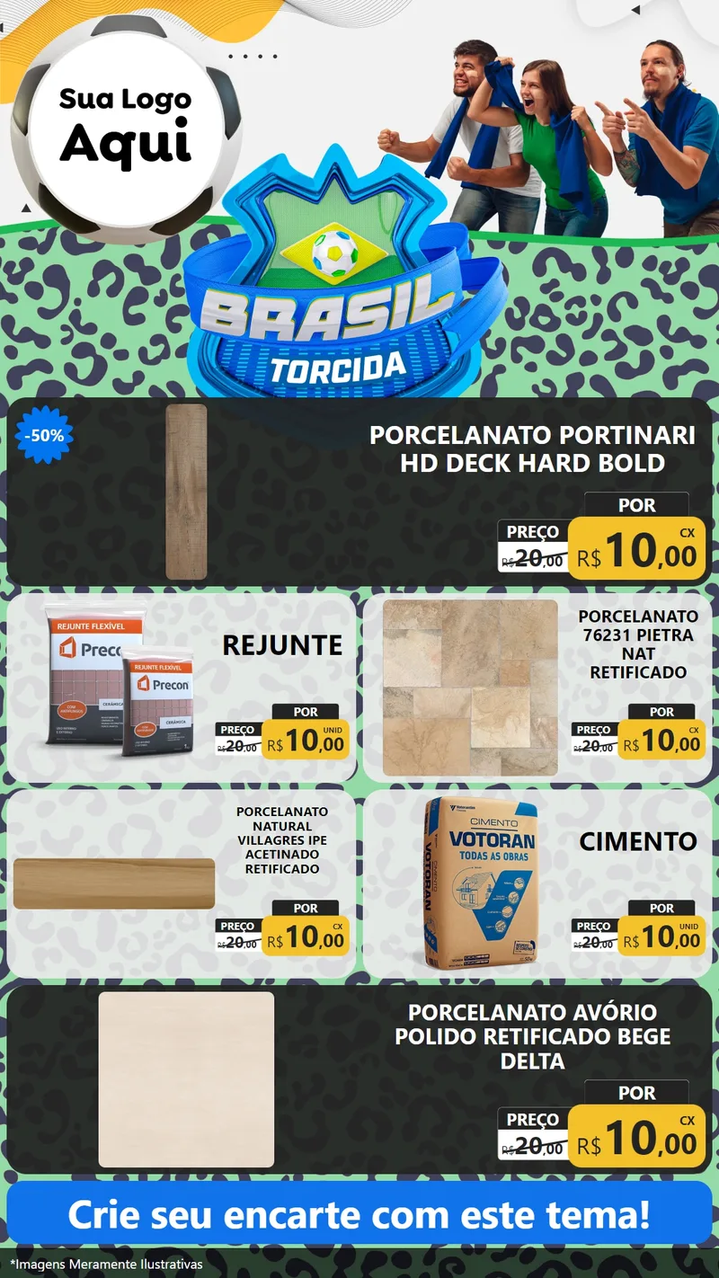 Modelo de TV para TV Vertical com o tema Brasil Torcida - Copa para Pisos e revestimentos