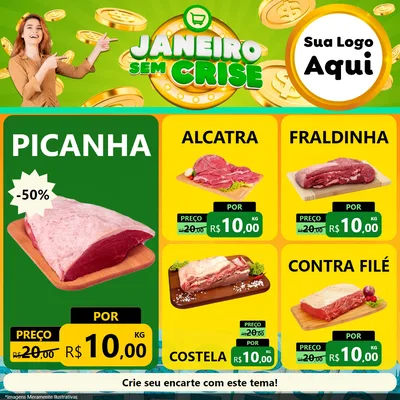 Modelo de Rede Social para Feed Facebook com o tema Janeiro Sem Crise para Açougue