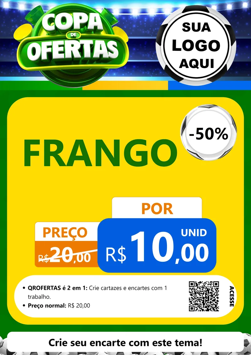 Modelo de Cartaz para Cartaz A4 Vertical com o tema Copa de Ofertas para Assados