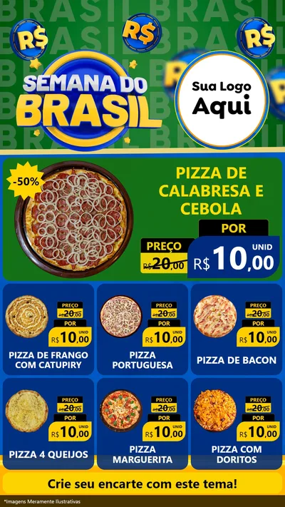 Modelo de Rede Social para Stories com o tema Semana Do Brasil para Pizzaria