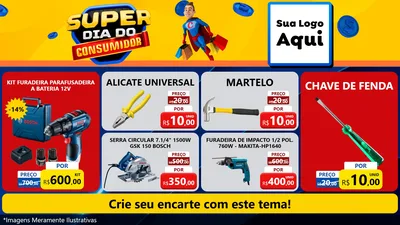 Modelo de TV para TV Horizontal com o tema Super Dia do Consumidor para Maquinas e Ferramentas