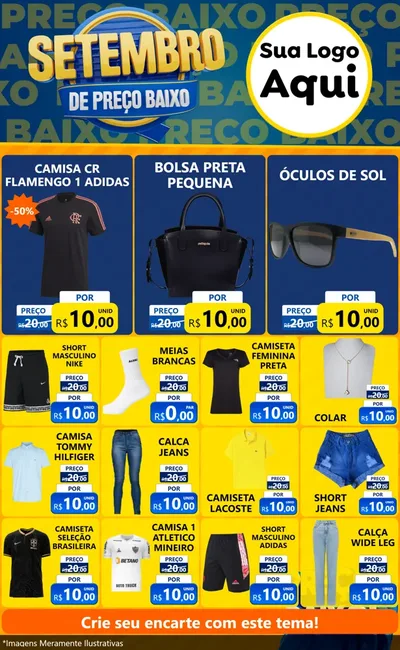 Modelo de Encarte para Encarte Grande com o tema Setembro De Preço Baixo para Roupas e acessórios