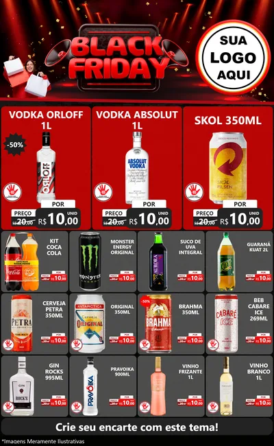 Modelo de Encarte para Encarte Grande com o tema Black Friday para Distribuidora de bebidas