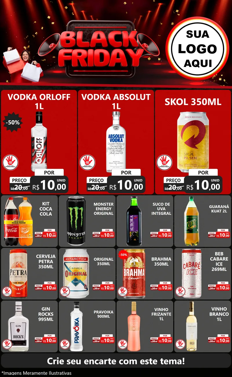 Modelo de Encarte para Encarte Grande com o tema Black Friday para Distribuidora de bebidas