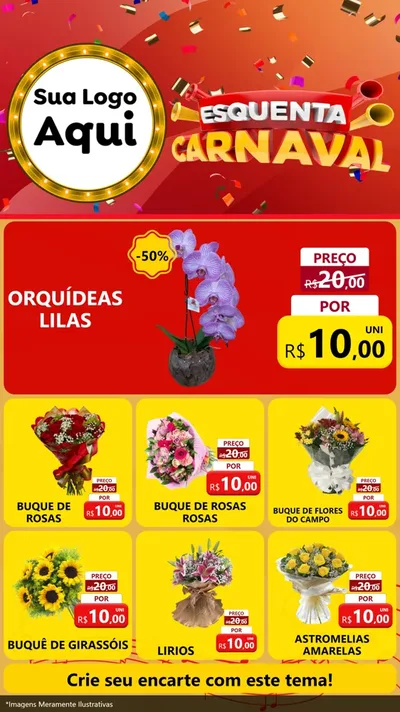 Modelo de Rede Social para Stories com o tema Esquenta Carnaval para Floricultura e jardim