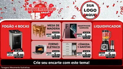 Modelo de TV para TV Horizontal com o tema Promoção de Aniversário - 15 Anos para Móveis e Eletro