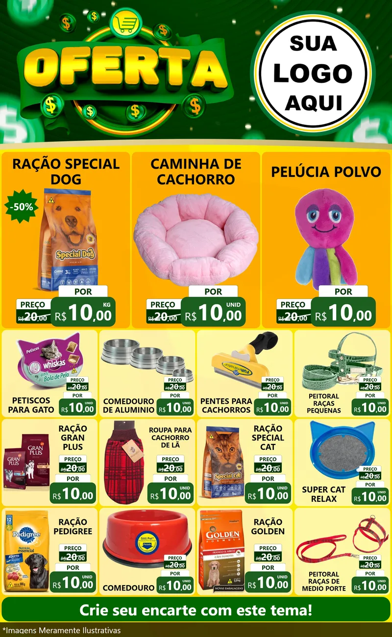 Modelo de Encarte para Encarte Grande com o tema Oferta para Pet Shop