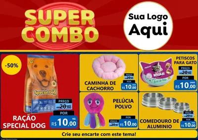 Modelo de Encarte para Encarte A4 Horizontal com o tema Super Combo para Pet Shop