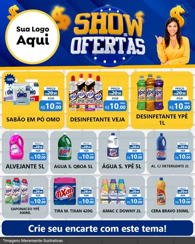 Modelo de Rede Social para Feed Instagram com o tema Show de Ofertas para Produtos de Limpeza
