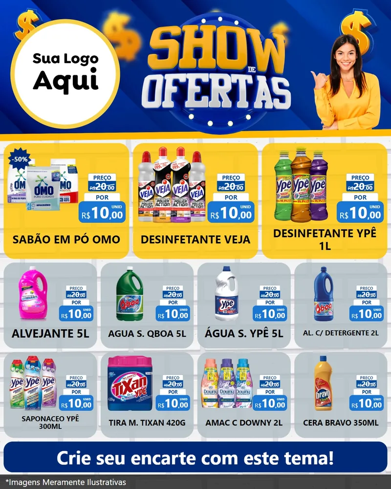 Modelo de Rede Social para Feed Instagram com o tema Show de Ofertas para Produtos de Limpeza