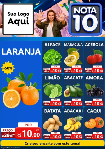 Modelo de Encarte para Encarte A4 Vertical com o tema Nota 10 para Hortifrúti