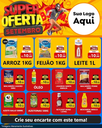 Modelo de Rede Social para Feed Instagram com o tema Super Oferta Setembro para Supermercado