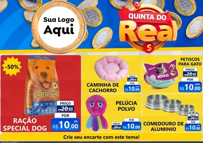 Modelo de Encarte para Encarte A4 Horizontal com o tema Quinta do Real para Pet Shop