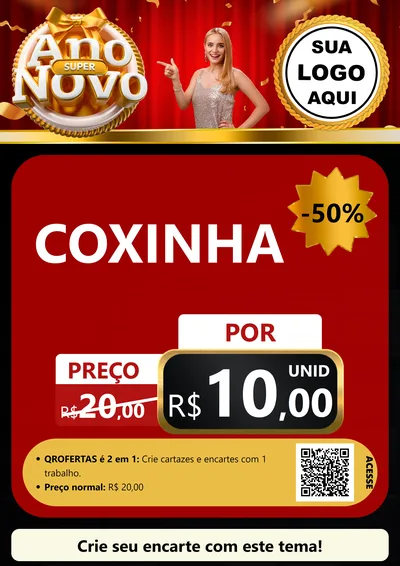 Modelo de Cartaz para Cartaz A4 Vertical com o tema Super Ano Novo para Salgadaria