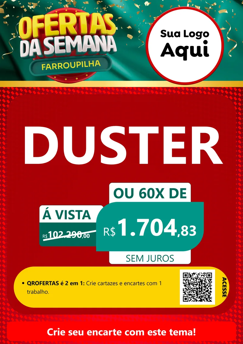 Modelo de Cartaz para Cartaz A4 Vertical com o tema Ofertas da Semana Farroupilha para Concessionaria de Carros