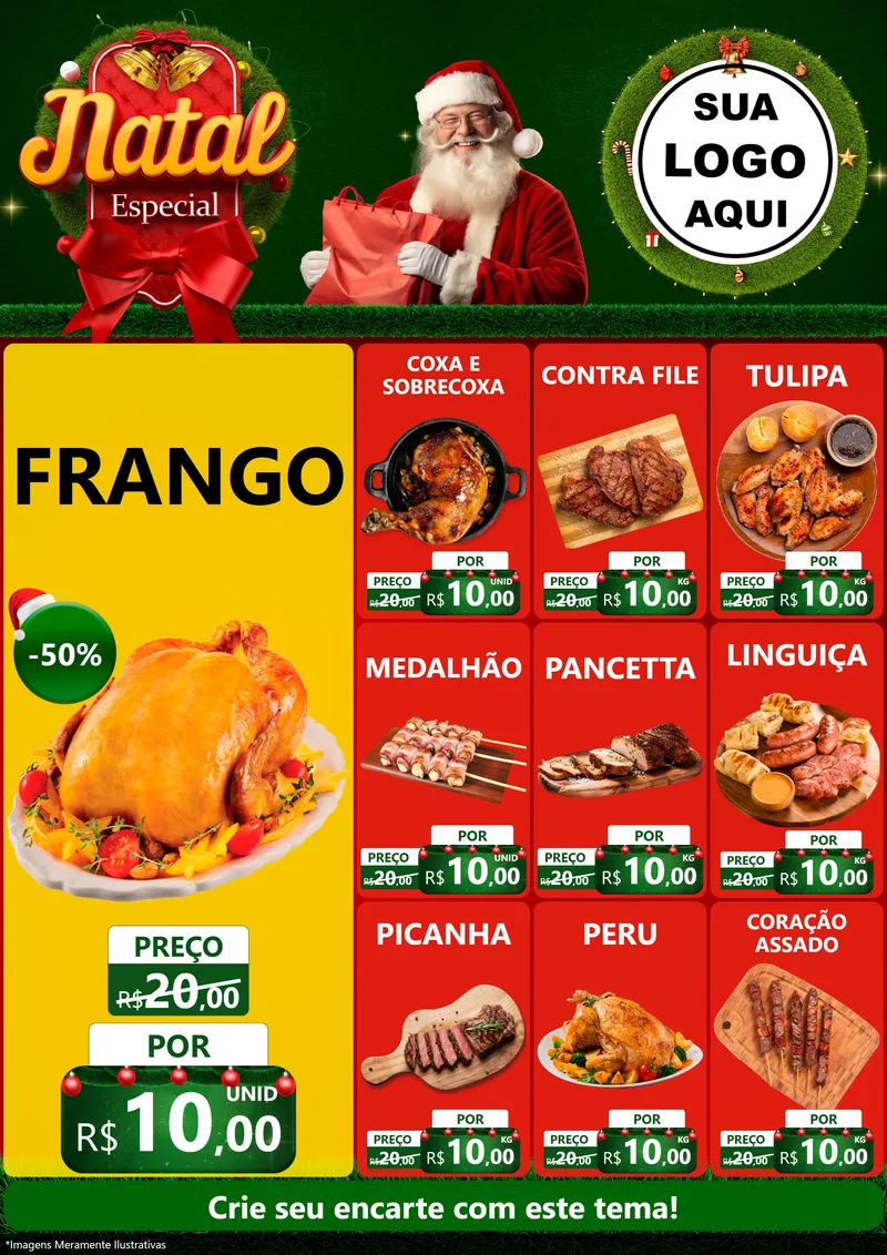 Modelo de Encarte para Encarte A4 Vertical com o tema Natal Especial para Assados