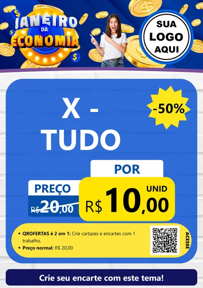 Modelo de Cartaz para Cartaz A4 Vertical com o tema Janeiro da Economia para Hamburgueria