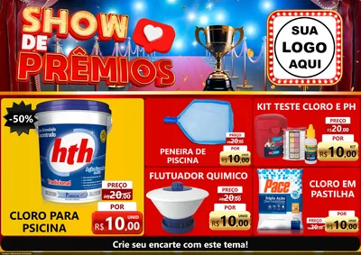 Modelo de Encarte para Encarte A4 Horizontal com o tema Show de Prêmios para Produtos para Piscina