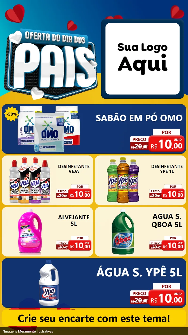 Modelo de TV para TV Vertical com o tema Oferta Do Dia Dos Pais para Produtos de Limpeza