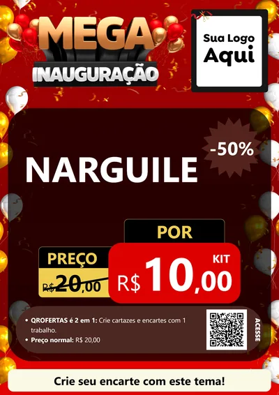 Modelo de Cartaz para Cartaz A4 Vertical com o tema Mega Inauguração para Tabacaria