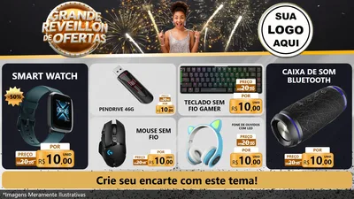 Modelo de TV para TV Horizontal com o tema Grande Réveillon de Ofertas para Informática