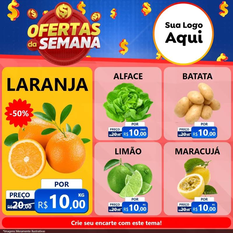 Modelo de Rede Social para Feed Facebook com o tema Ofertas Da Semana para Hortifrúti