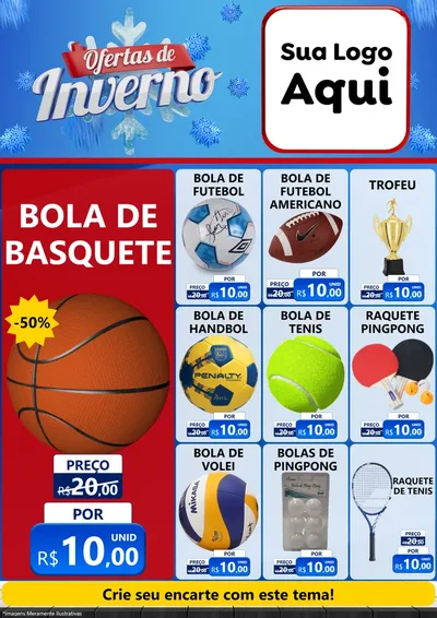 Modelo de Encarte para Encarte A4 Vertical com o tema Ofertas de Inverno para Artigos Esportivos